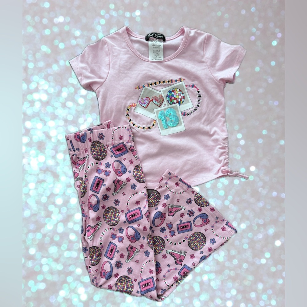 Taylor Swift inspired 2-Piece Set, Graphic T-Shirt & Printed Flare Leggings
